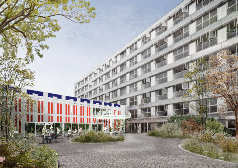 Vooraanzicht van woningbouwproject De Tafelberg in Amsterdam