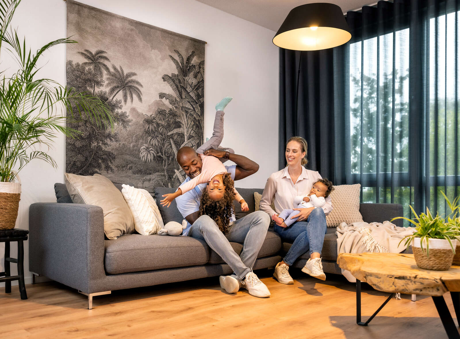 Happy family living in modular housing solution of Daiwa House Modular Europe